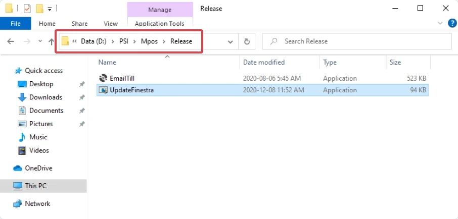 Select Release Folder From Drive